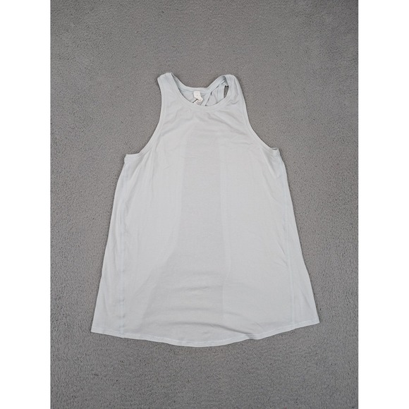 Lululemon Tank Top Womens 2 Light Gray Pima Cotton Twist Back Open Split Yoga - Picture 1 of 10